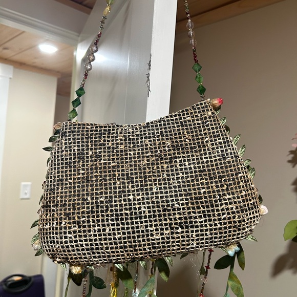 Mary Frances Beaded Charm purse embroidered flowers bohemian hippie used - Picture 9 of 10